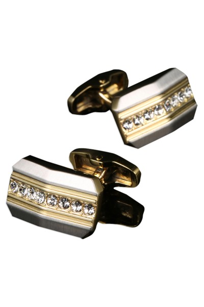 TB-TGKU  法式襯衫袖扣 金色鑲鉆男士袖扣 商務西裝袖口扣 Cuffs  RL-8015 側面照